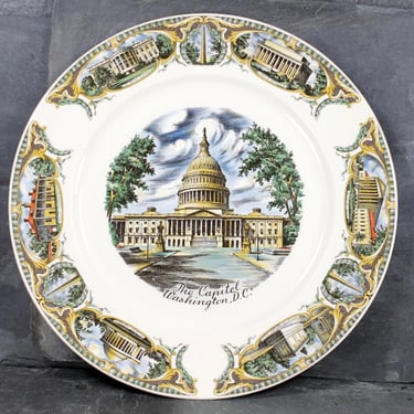 Washington DC Souvenir Vintage Plate - 1940s/1950s Souvenir Travel Plate - Vintage Tourist Plate - US Capitol | Free Shipping 