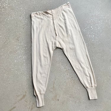 Vintage Cream Long Underwear / Vintage Antique Thermal Pants / Vintage Cream Thermal Long John Pants / Vintage Cosy Brand Thermal Pants XL 