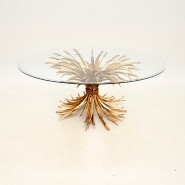 Vintage French Gilt Metal Wheat Sheaf Coffee Table