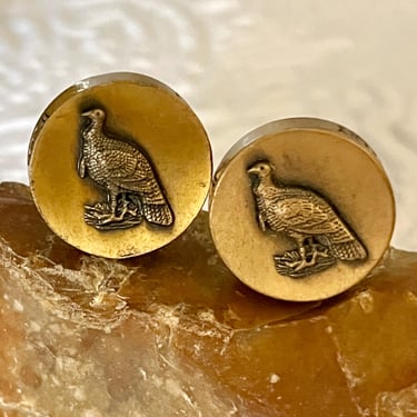 Wild Turkey Cufflinks, Bronze Tone, Cuff Links, Unisex, Whiskey Branding, Mixologist, Vintage 