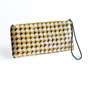 Y2K Yellow Woven Wrapper wristlet