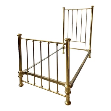 Vintage High Back Brass Bed - Twin Size 