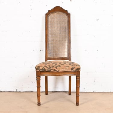 Henredon Mid-Century Modern Walnut and Cane High Back Side Chair