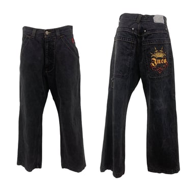 Vtg Vintage 1990s 90s Y2K 2000s Essential Oversized Wide Leg Black JNCO Jeans 