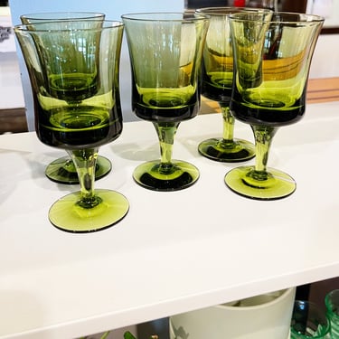 Vintage Denby by Milnor Sweden Arabesque Moss Green Wine Glasses