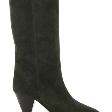 Isabel Marant Woman Dark Green Suede Lispa Boots