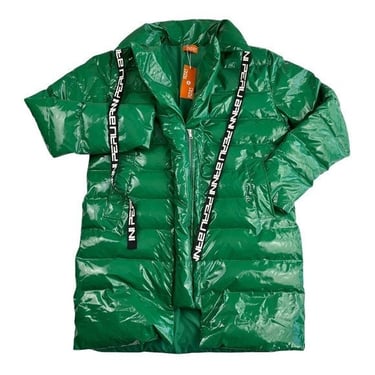 NWT Banni Peru Deno Green Puffer Quilted Mid Length Streetwear Jacket Coat Sz L 