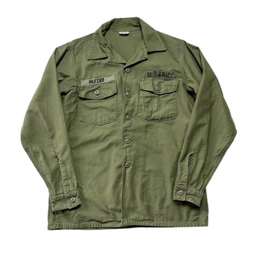 Vintage 1960s OG-107 US Army Utility Shirt ~ fits L ~ Military Uniform ~ Patches / Named ~ Vietnam War 