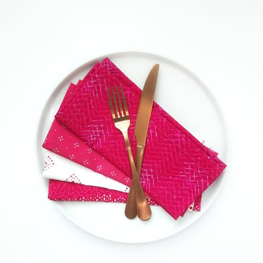 Pink Mix & Match Cloth Napkins, Set of 4 Cloth Napkins 