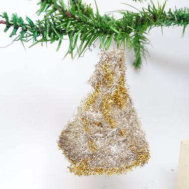Antique Early 1900's Bell Shaped Tinsel Christmas Ornament, Vintage Victorian 