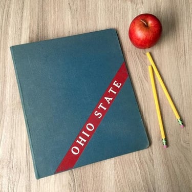 Ohio State vintage blue canvas binder - mid century notebook 