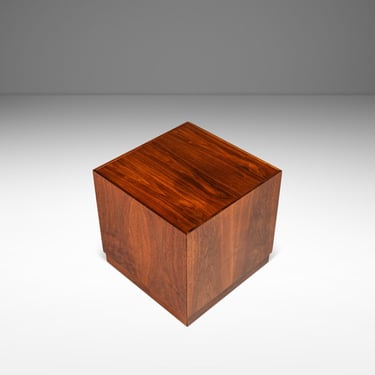 Mid-Century Modern Cube Brutalist End Table / Pedestal in Walnut by Jack Cartwright for Founders, USA, c. 1960 