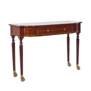 Maitland Smith French Empire Mahogany and Brass Paw Demilune Entry Console 