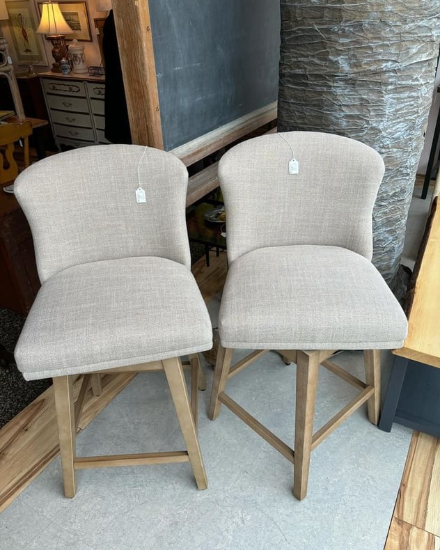 Upholstered swivel stools 25” to seat Call 202-232-8171 to purchase