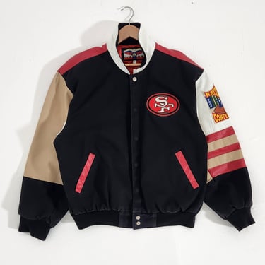 Vintage 1990s San Francisco 49ers JH Design Leather/Canvas Jacket Sz. L