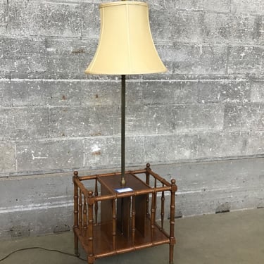Midcentury Lamp + Wood Side Table (Seattle)
