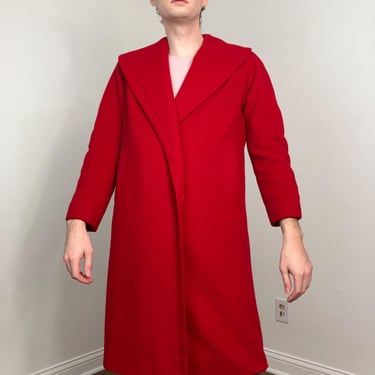 60s Red cashmere wrap-style coat 