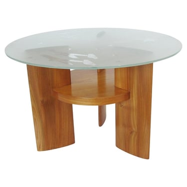 Saint Gobain France Art Deco Coffee Table with Glass-Top and Aviation Decor