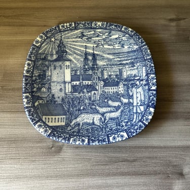 Vintage Rörstrand Sweden Vintage Plate JULEN 1981, Porcelain Wall Plate; Swedish Vintage Blue & White Collectible Plate 