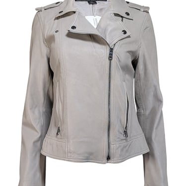 Banana Republic - Light Grey Leather Moto Jacket Sz M