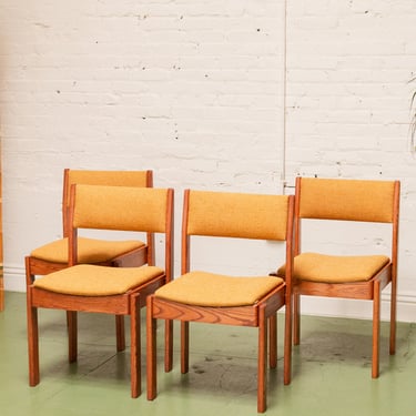 Danish Mustard Tweed Dining Chair Set Restored