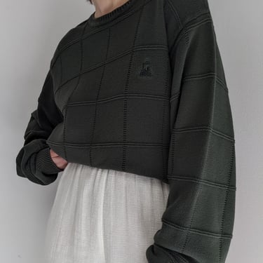 90s Izod Pine Windowpane Sweater