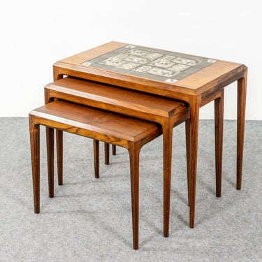 Rosewood & Tile Nesting Tables by Johannes Andersen- (322-036) 
