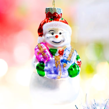 VINTAGE: Mercury Glass Snowman Ornaments - Blown Figural Glass Ornament - Colorful Ornaments - Christmas - Holiday - SKU 30-403-00033607 