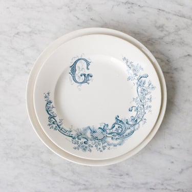 Pair of Monogrammed Transferware Platters