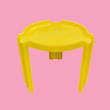 Vintage Kartell Table Retro 1970s Contemporary + Binasco + Yellow + ABS Plastic + Giotto Stoppino + End Side Table + Plant Stand + Furniture 