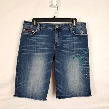 Vintage 2000s Baby Phat Low Rise Denim Bermuda Shorts, Size Large 