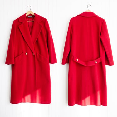 red wool coat 80s 90s vintage Wellington minimalist wool coat 