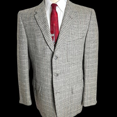 Vintage 1950s ATOMIC Era Wool Tweed Sport Coat ~ 40 Long ~ jacket / blazer ~ Rockabilly ~ Elvis ~ VLV ~ Patch Pockets 
