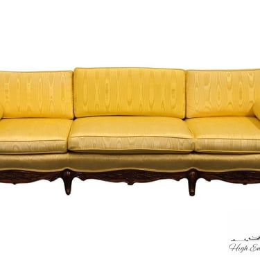 THOMASVILLE FURNITURE Retro Country French 99" Parlor Sofa w. Yellow Wood Grain Upholstery 