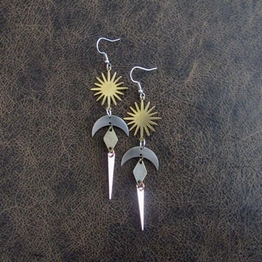 Long celestial earrings, mixed metal earrings, exotic gypsy earrings 2 