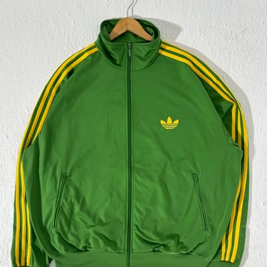 Vintage Green/Yellow Adidas Zip Up Tracksuit Jacket Sz. 2XL