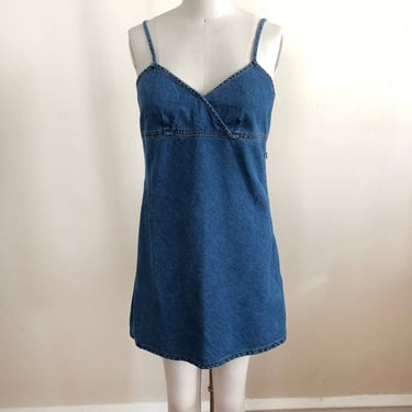 Blue Denim Mini Dress - 1990s 