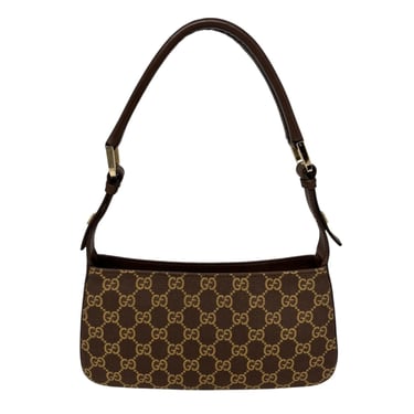 Gucci Brown Canvas Logo Shoulder Bag