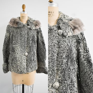 1950s Gray Persian Lamb Fur Coat 