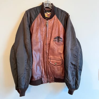 Vintage 1980s Harley Davidson HOG Genuine Leather Bomber Motorcycle Jacket, Two Available Size L, Size M 