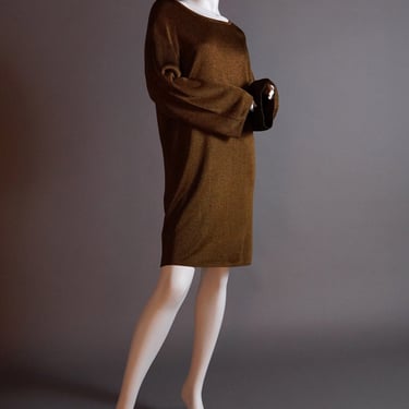 S/S 1984 Alaïa slouchy knit dress in bronze - Spring Summer 1984 designer sweater dress from Azzedine Alaia 