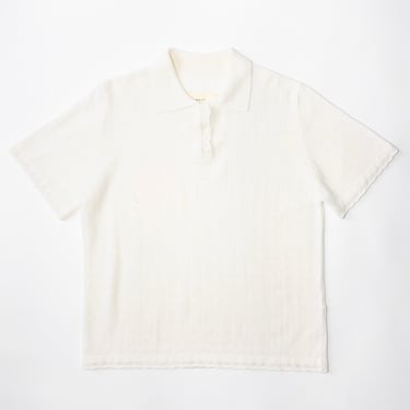 Merino Pointelle Polo in White