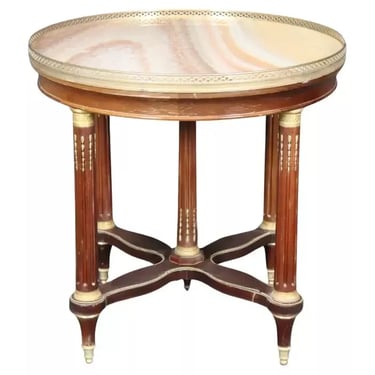 French Louis XVI Alabaster Bronze Mounted Center Table in the manner of Sormani