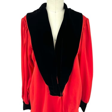 Yves Saint Laurent Rive Gauche Silk & Velvet Blouse