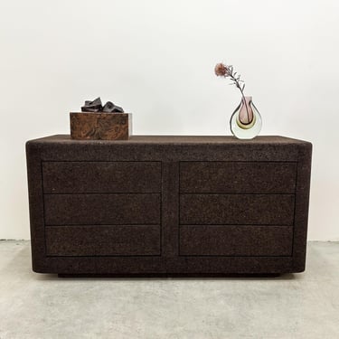 Vintage Chocolate Brown Cork Dresser 80s Postmodern 6-Drawer Dresser 70s MCM 