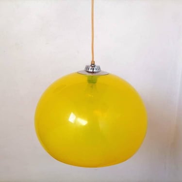 Vintage Pendant Lamp / Retro Ceiling Light Lamp / Yellow Plastic Lamp /Space Age / 70s / Hanging Light / Yugoslavia 