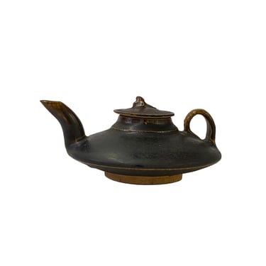 Chinese Ware Brown Black Glaze Ceramic Teapot Art Display ws3316E 