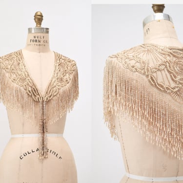 Vintage Rose Gold Beaded Pearl Shawl Wrap Burlesque Wedding