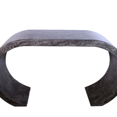 Post Modern Curved Faux Stone Console Table 