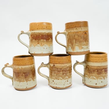 Set of 5 Stoneware Mugs by Wally Smith 